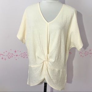 Marled Reunited Clothing Twisted Front Knot Top